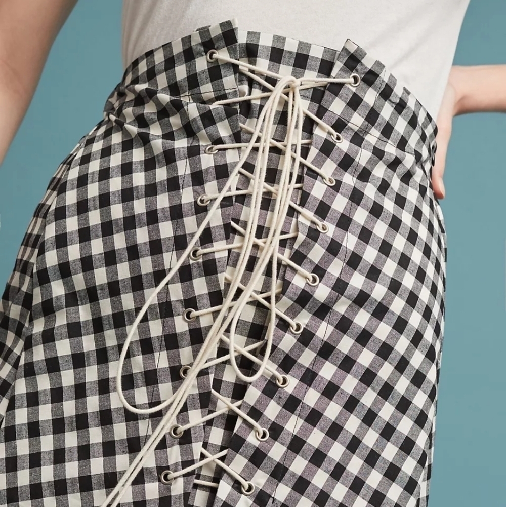 Eva Franco Lace-up Gingham Skirt size S NWT - Picture 2 of 8